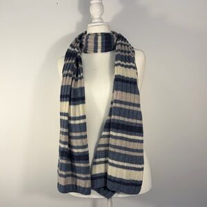 Fedeli Blue and Cream Striped Scarf